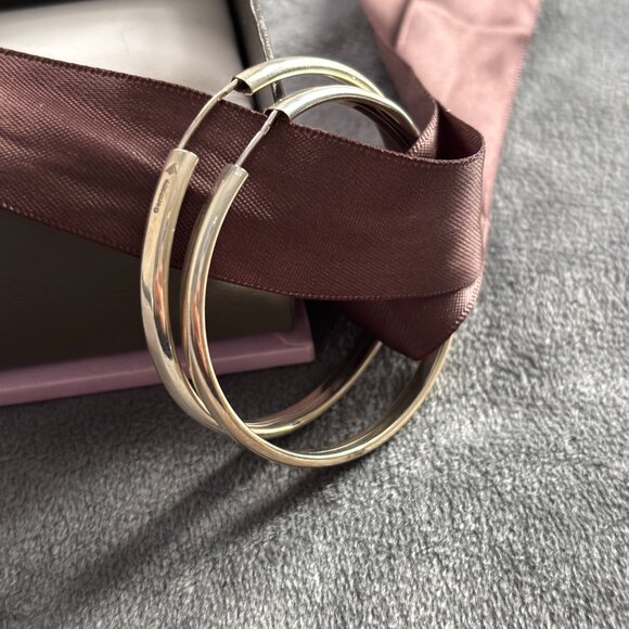 Classico Silver Hoops - Large - Picture 1 of 7